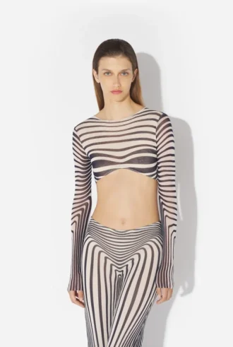 Re-Edition – tmavě modrý Body Morph top s potiskem